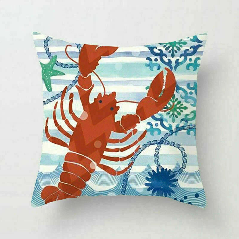 18" Retro Sea Animal Pillow Case Cover Throw Cushion Decor Polyester Sofa Home