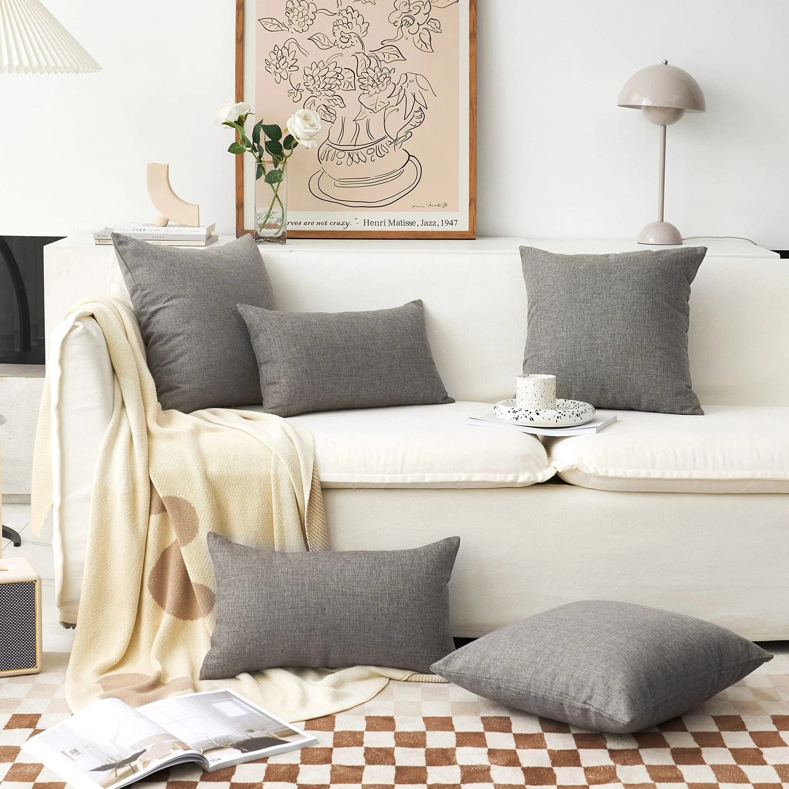 Couch Pillow Covers Linen Square Throw Pillow Cases Cushion Covers for Bed 18...