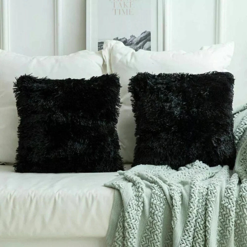 40CM x 40CM Fluffy Pillow Case Faux Soft Plush Cover Cushion Home Bed Sofa Decor