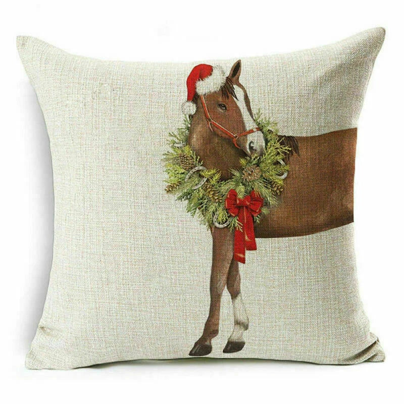 pillow Sofa Cover Reindeer Case Cushion Santa Christmas Throw Dear Claus Dog