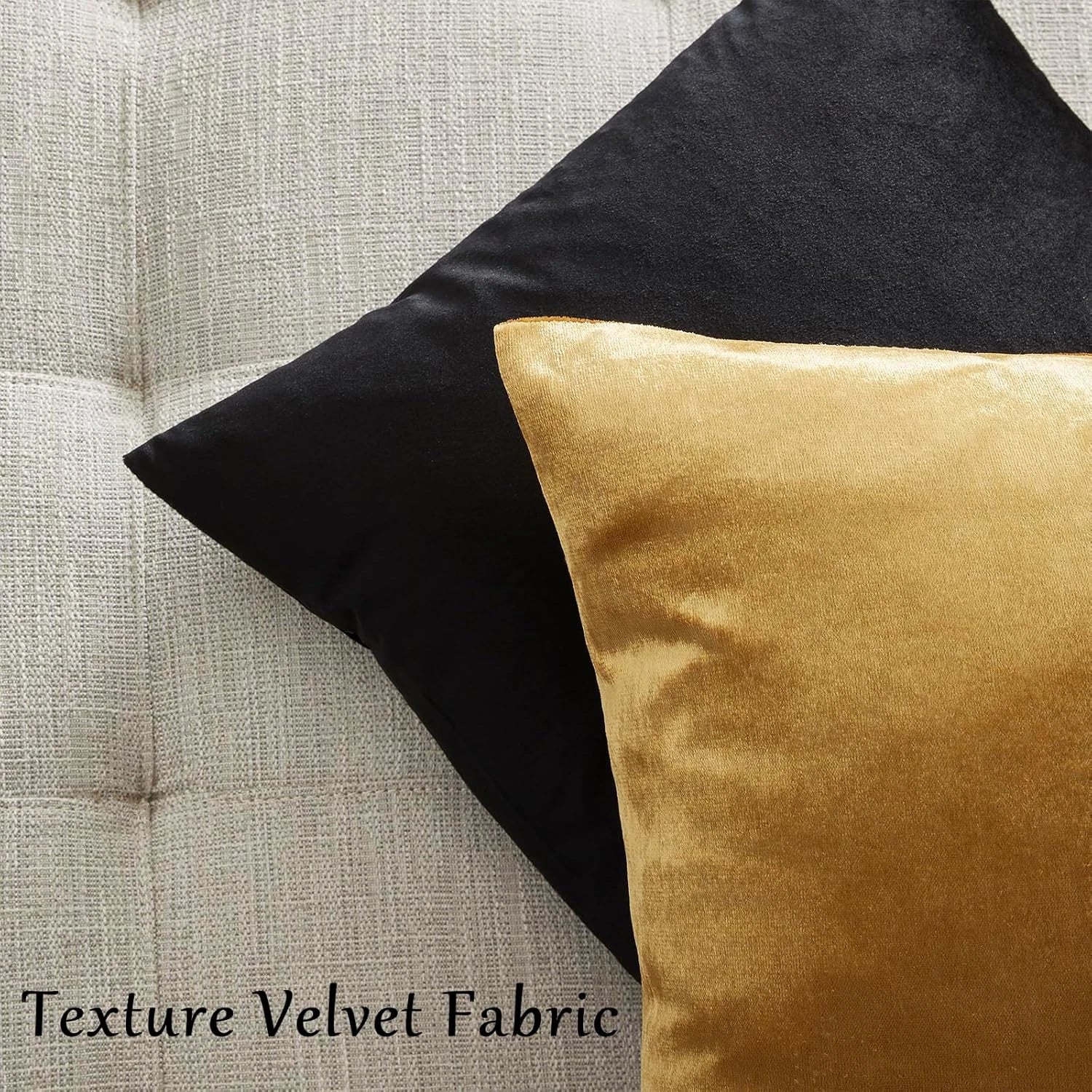 2 Pack Gold Velvet Throw Pillow Covers 18x18 for Couch Sofa Bed Cushion Decor
