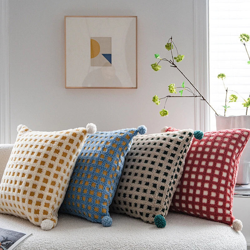 18 x 18 in Vintage Sherpa Square Throw Pillow Covers Sofa Bed Cushion Covers