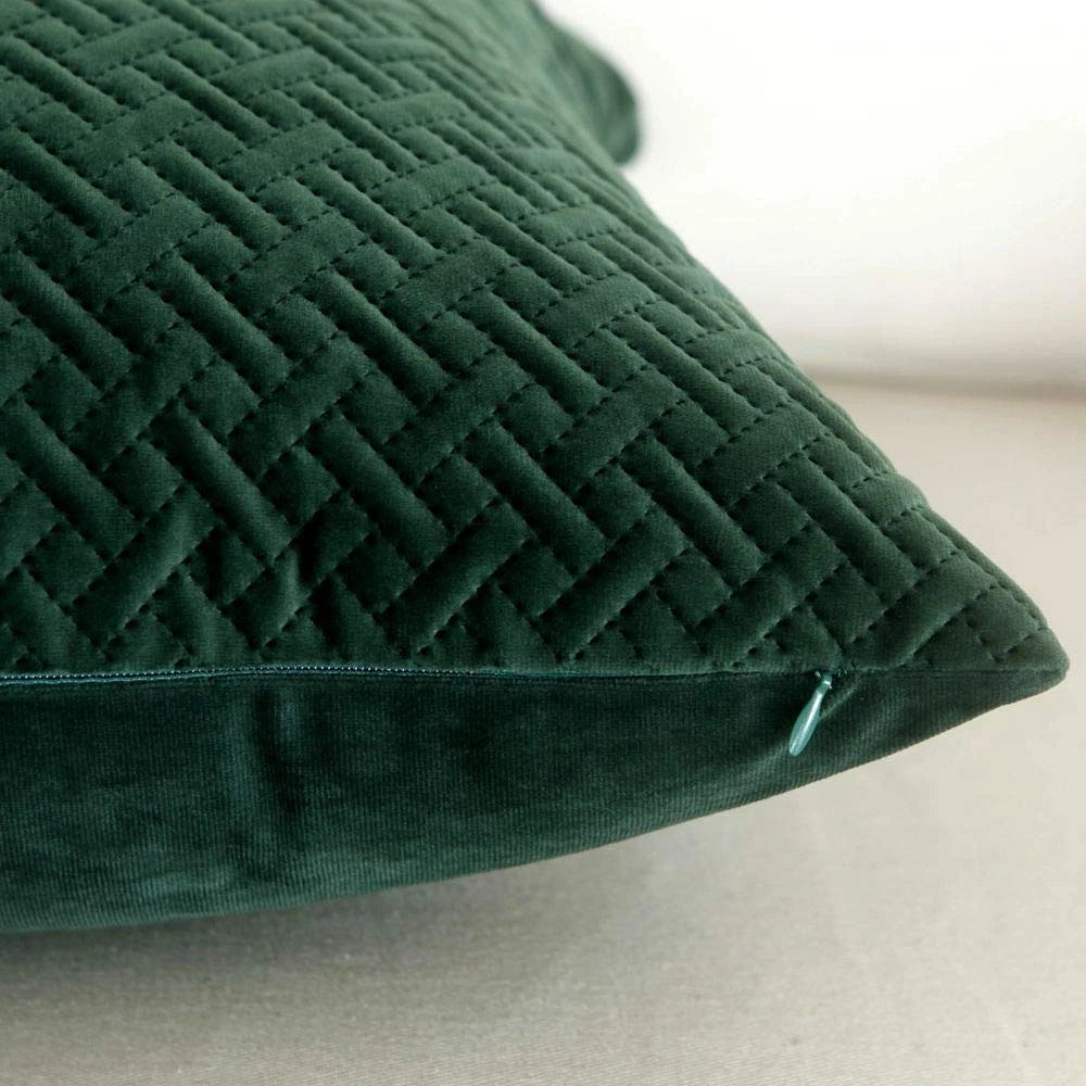 Set of 2, Decorative Velvet Bed Throw Pillow Case, Sofa Soft Quilted Pattern,...