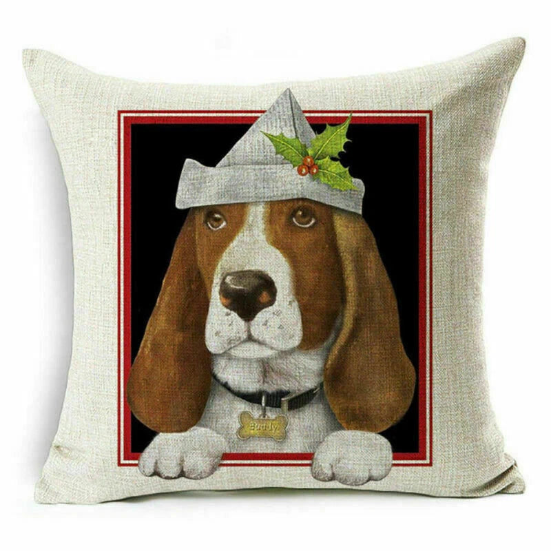 pillow Sofa Cover Reindeer Case Cushion Santa Christmas Throw Dear Claus Dog