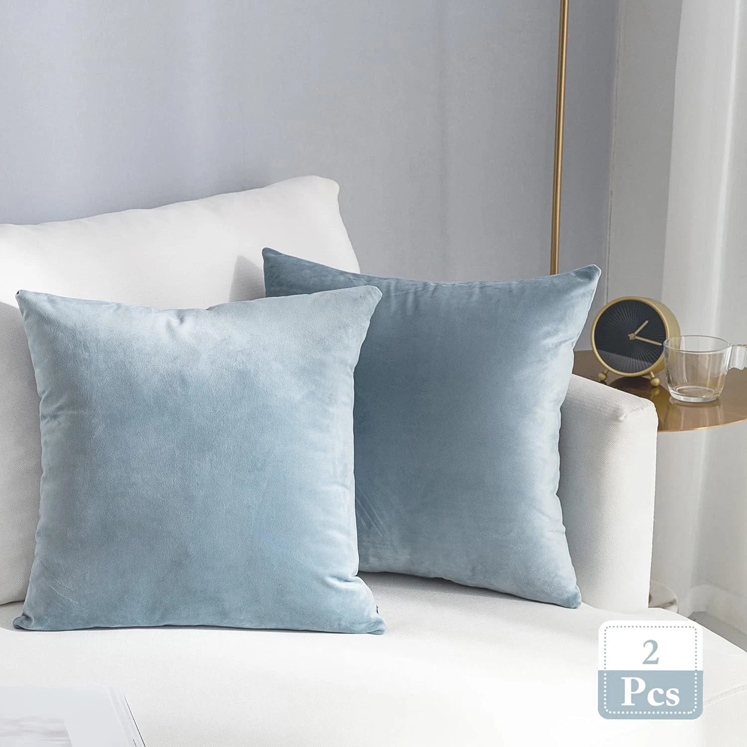Super Soft Velvet Square Throw Pillow Covers for Bed Couch Sofa Bench, 18 X 18