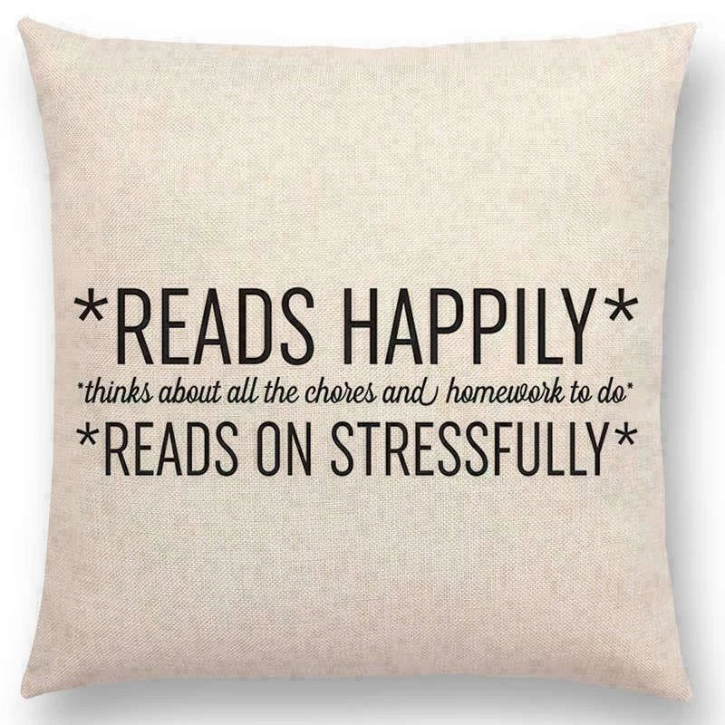 Pillow Series Sofa Letters Cushion Case Books Read Decorative Cover Study Time