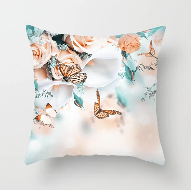 BUTTERFLY FLOWER POLYESTER CUSHION COVER PILLOW CASE HOME SOFA DECOR 45X45 UK