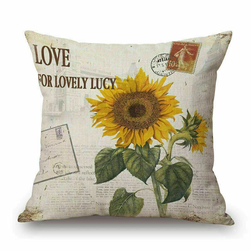 Gift Flower Bed Cushion Retro 18" Sofa Car Waist Pillow Cover Case