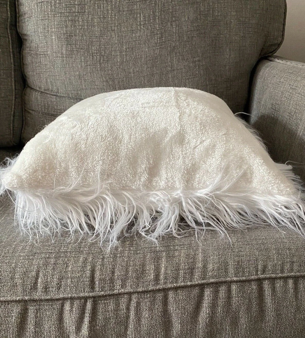 Pillow Cover 18"/18" Sofa Bed White Case Faux Fur Pillow Cushion Home Decor