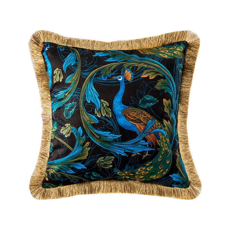 Luxury 18x18in Royal Peacock Velvet Throw Pillow Covers Sofa Bed Cushion Covers