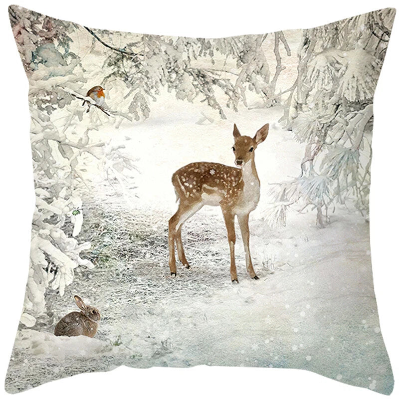 2024 NEW CHRISTMAS NEW YEAR POLYESTER CUSHION COVER PILLOW CASE HOME SOFA DECOR