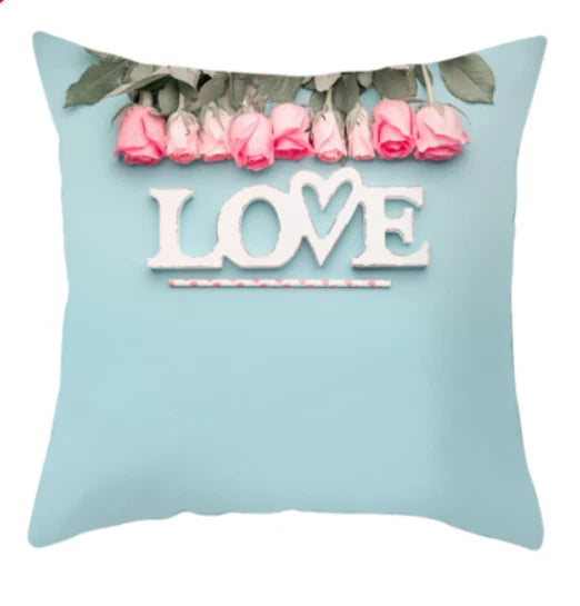 18''X18'' LOVE FLOWER ROSE POLYESTER CUSHION COVER PILLOW CASE HOME SOFA DECOR