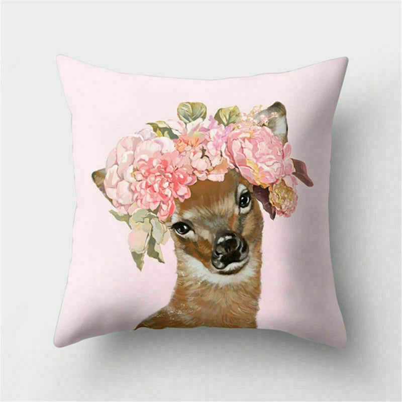 Decor Cushion Pink Throw Cover Case Cute Sofa Cover Animal Home Pillow