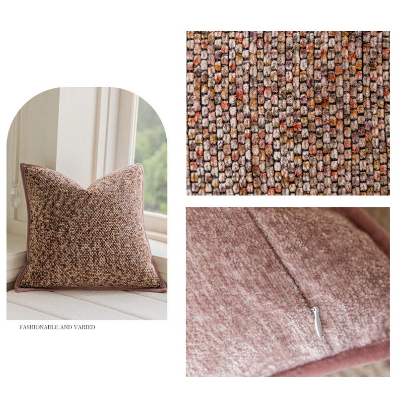 20x20in Chenille Fabric Throw Pillow Covers Sofa Bed Cushion Cover Case With Zip