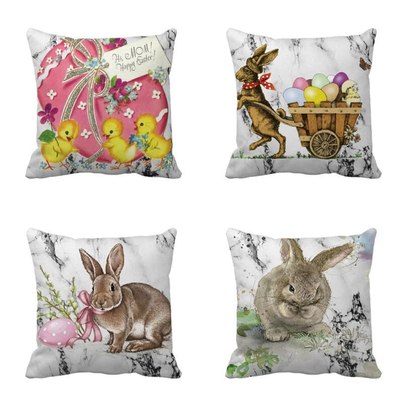 Easter Festival Rabbit Pillow Case Sofa Bed Home Decoration Cushion Waist Cover