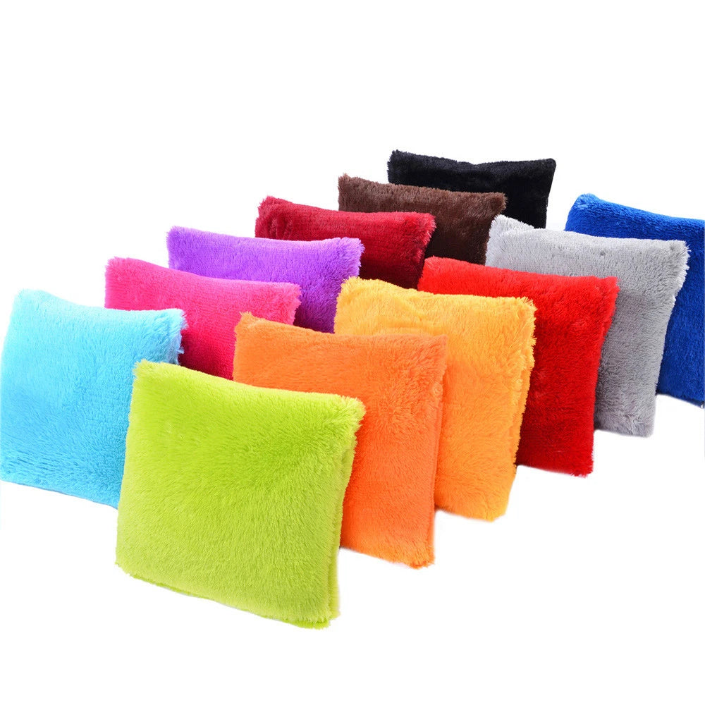 Cushion Cover Solid Color Soft Pillowcase Office Home Bed Sofa Car Décor New