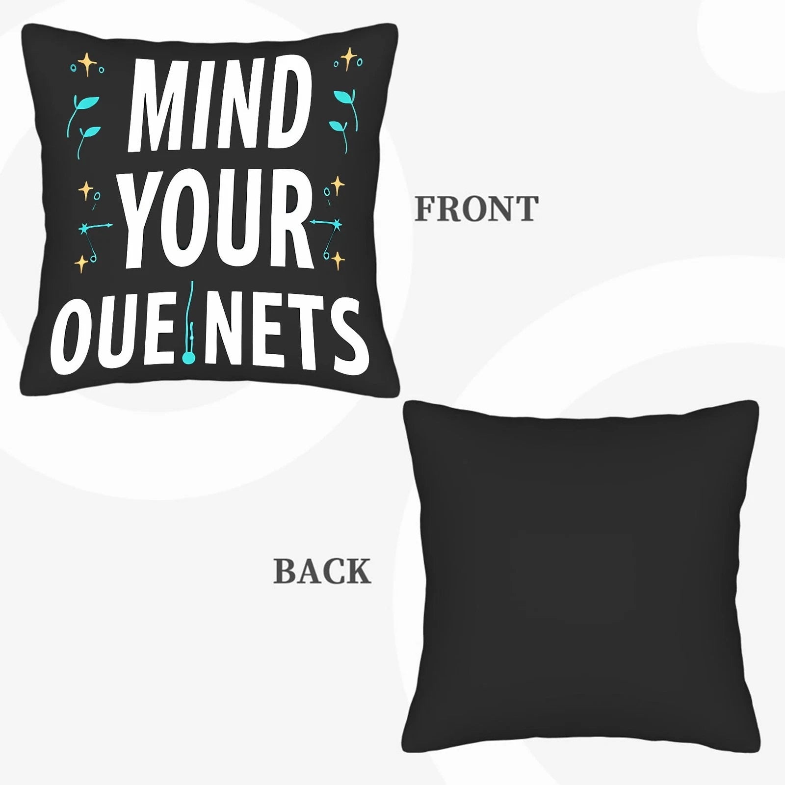 Set of 2 18x18in Throw Pillow Covers - Black Square Cushion Cases