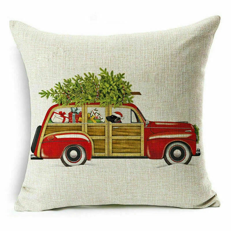 pillow Sofa Cover Reindeer Case Cushion Santa Christmas Throw Dear Claus Dog