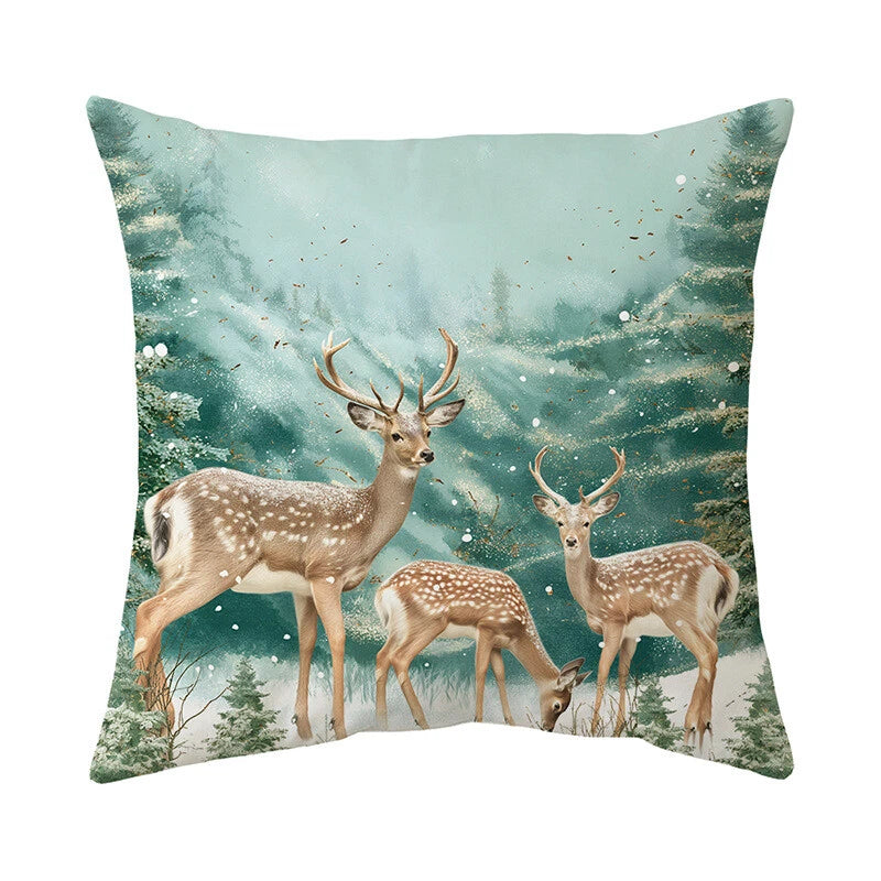 2024 NEW CHRISTMAS NEW YEAR POLYESTER CUSHION COVER PILLOW CASE HOME SOFA DECOR