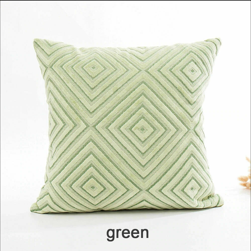 Pillowcase Cushion cover Check pattern Leisure Flocking Home Decoration Sofa #