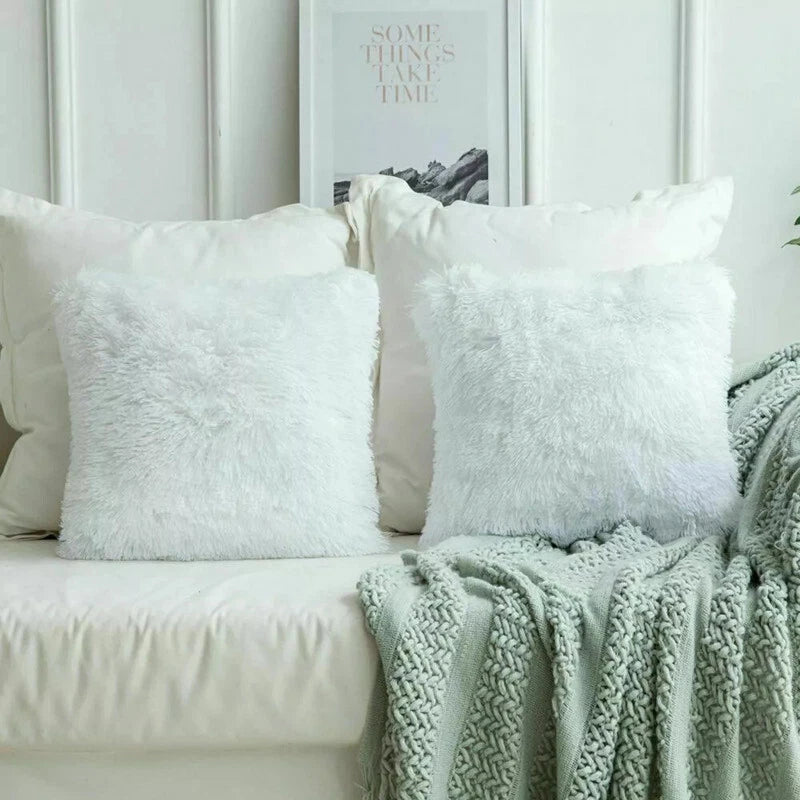 40CM x 40CM Fluffy Pillow Case Faux Soft Plush Cover Cushion Home Bed Sofa Decor