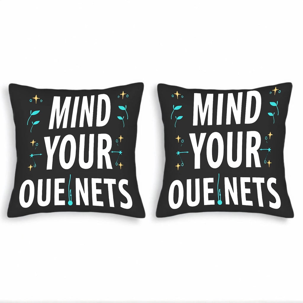 Set of 2 18x18in Throw Pillow Covers - Black Square Cushion Cases