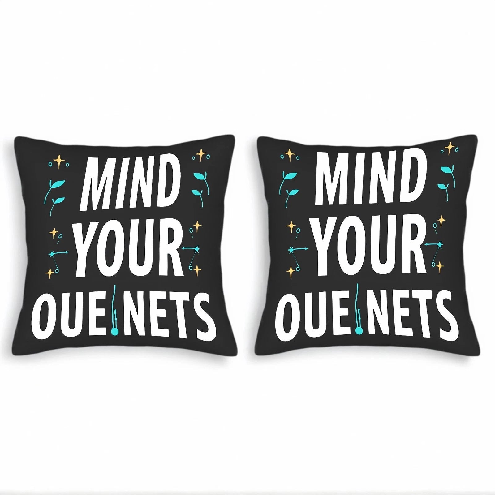 Set of 2 18x18in Throw Pillow Covers - Black Square Cushion Cases
