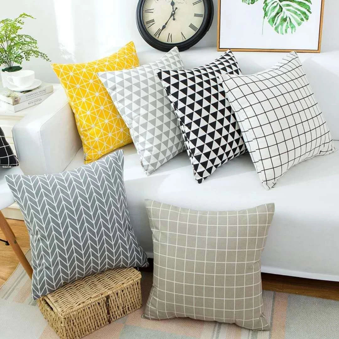 LINEN DOUBLE SIDE SQUARES CUSHION COVER PILLOW CASE HOME SOFA DECOR 18'' X 18''