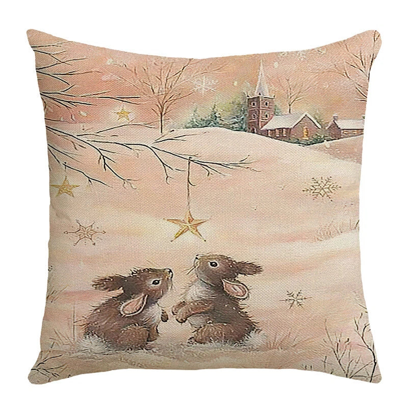 2024 NEW CHRISTMAS NEW YEAR POLYESTER CUSHION COVER PILLOW CASE HOME SOFA DECOR