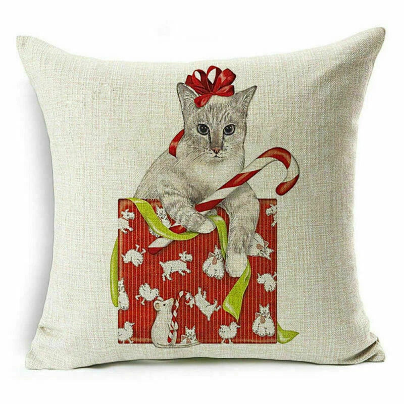 pillow Sofa Cover Reindeer Case Cushion Santa Christmas Throw Dear Claus Dog