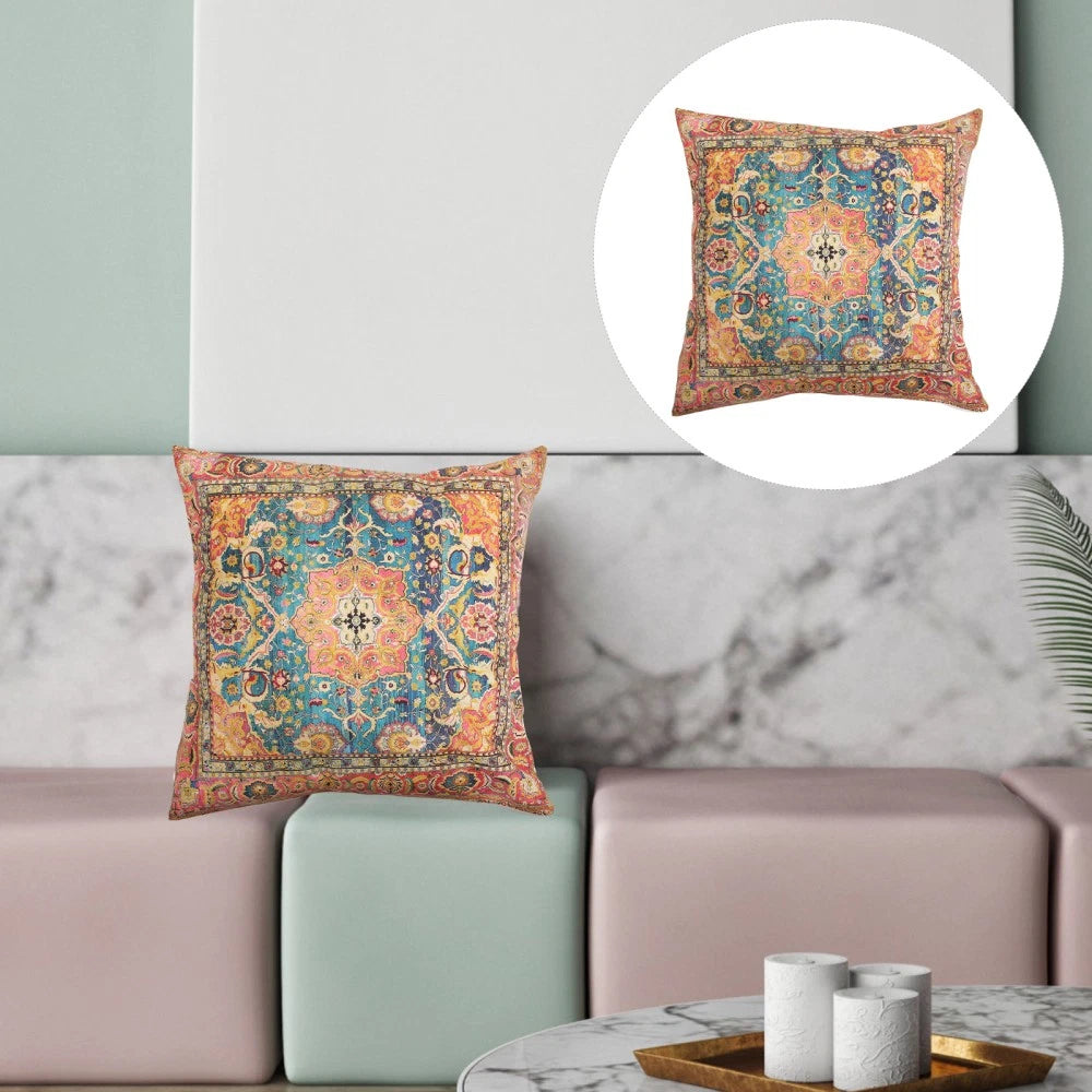 2 Pcs Pillow Case Square Cases Cushion Cover Boho Style Sofa Bed