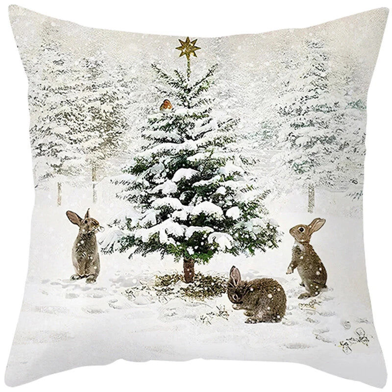 2024 NEW CHRISTMAS NEW YEAR POLYESTER CUSHION COVER PILLOW CASE HOME SOFA DECOR