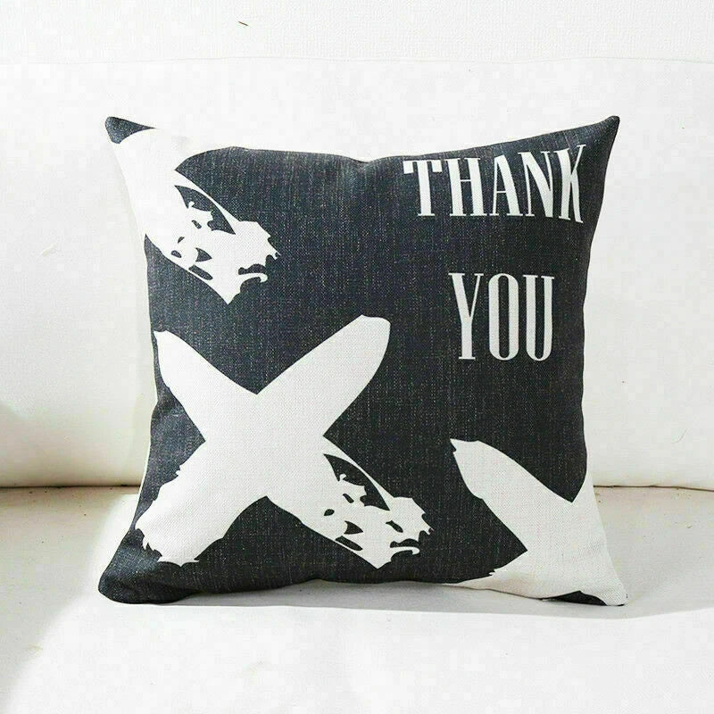 Decor Cushion Pillow White Case Love Home  Black Sofa Waist 18"