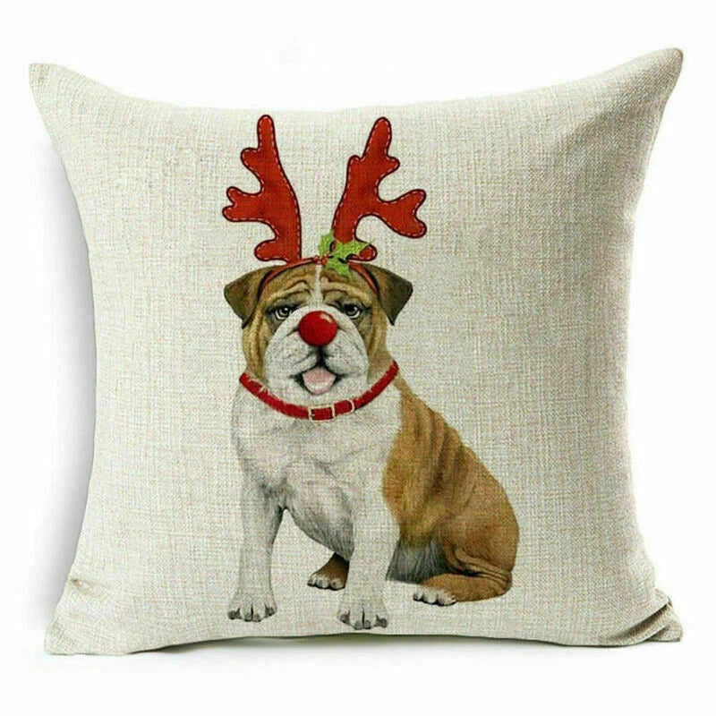 pillow Sofa Cover Reindeer Case Cushion Santa Christmas Throw Dear Claus Dog