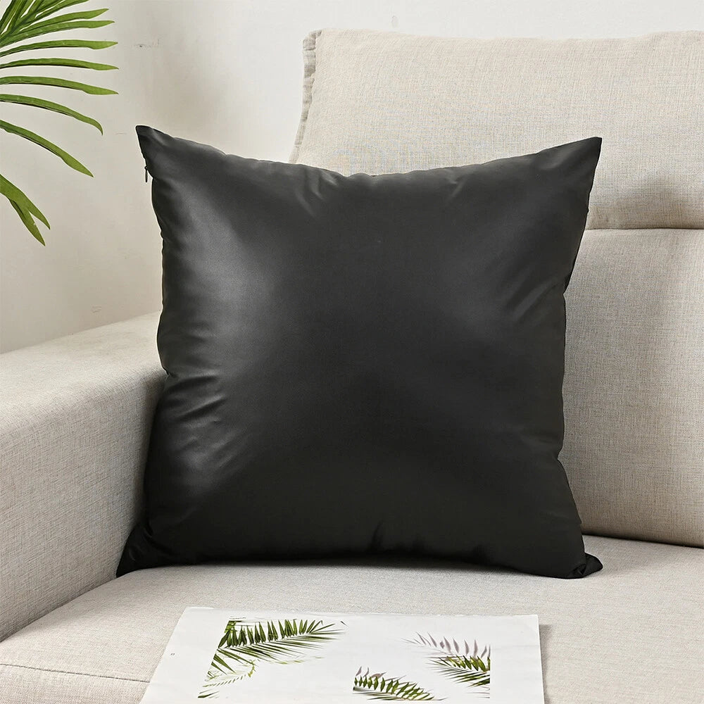2025 Faux PU Leather Cushion Cover Throw Pillow Case Sofa Bed Home Decor