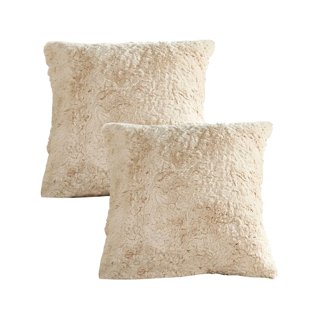 Throw Pillow Covers Rabbit Faux Fur Warm Square Cushion Cases for Sofa Couch Bed