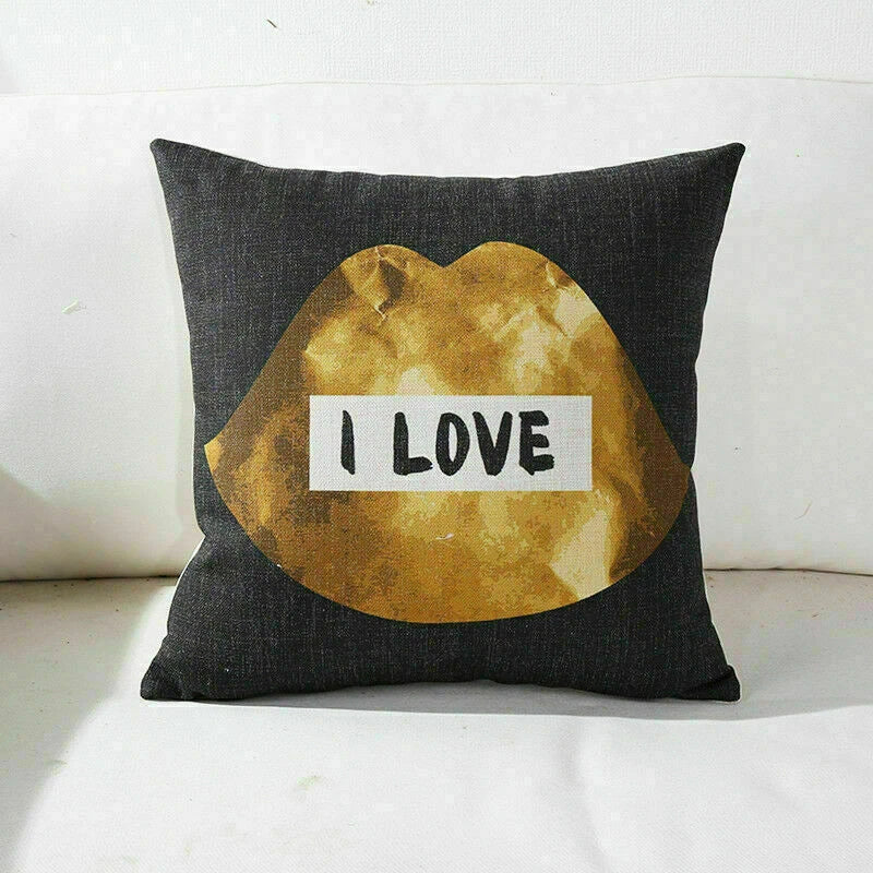 Decor Cushion Pillow White Case Love Home  Black Sofa Waist 18"