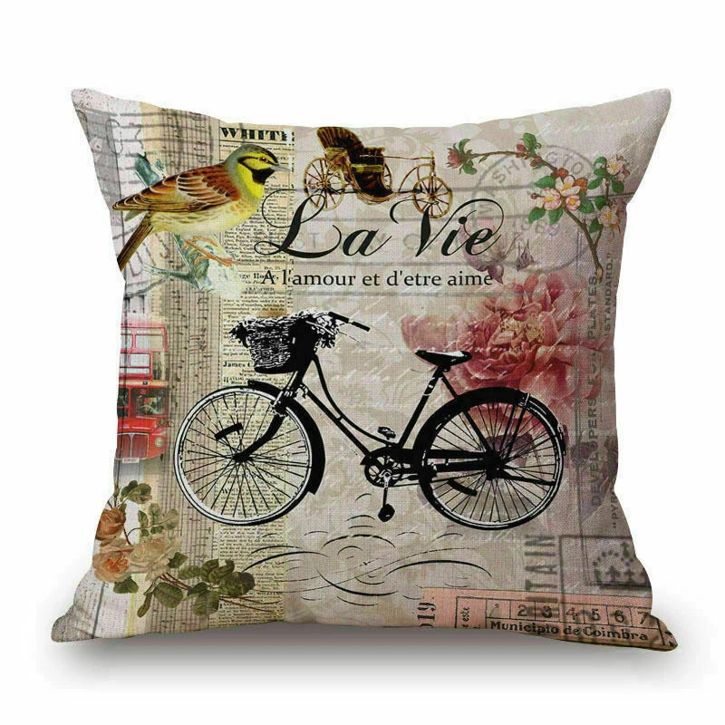 Gift Flower Bed Cushion Retro 18" Sofa Car Waist Pillow Cover Case