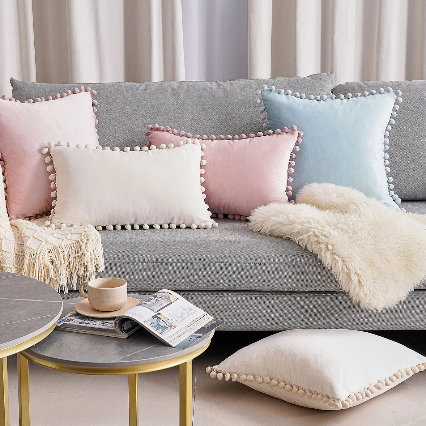 Top Finel Blush Pink Decorative Throw Pillow Covers for Couch Bed 20x20 Soft ...