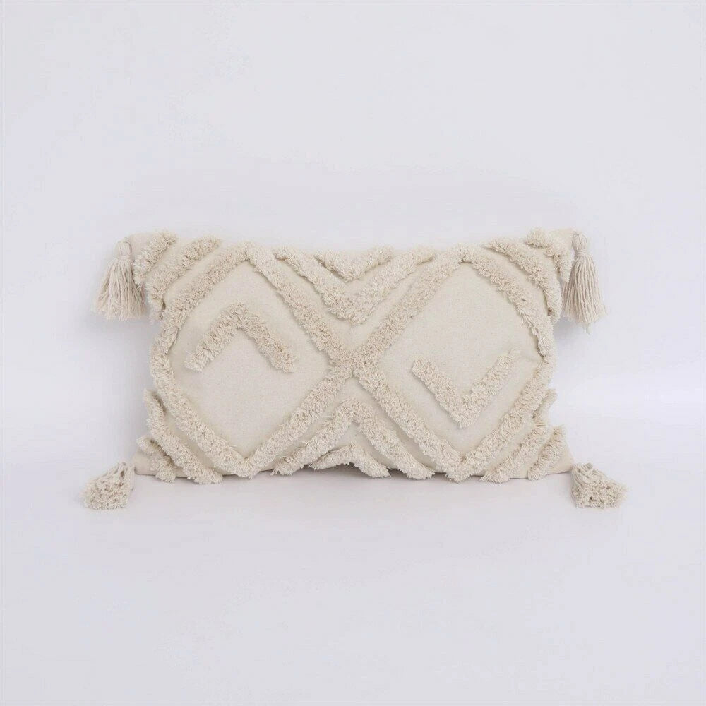 Cushion Cover Moroccan Tufted Tassel Throw Pillow Cover Macrame Pillow Case Sofa