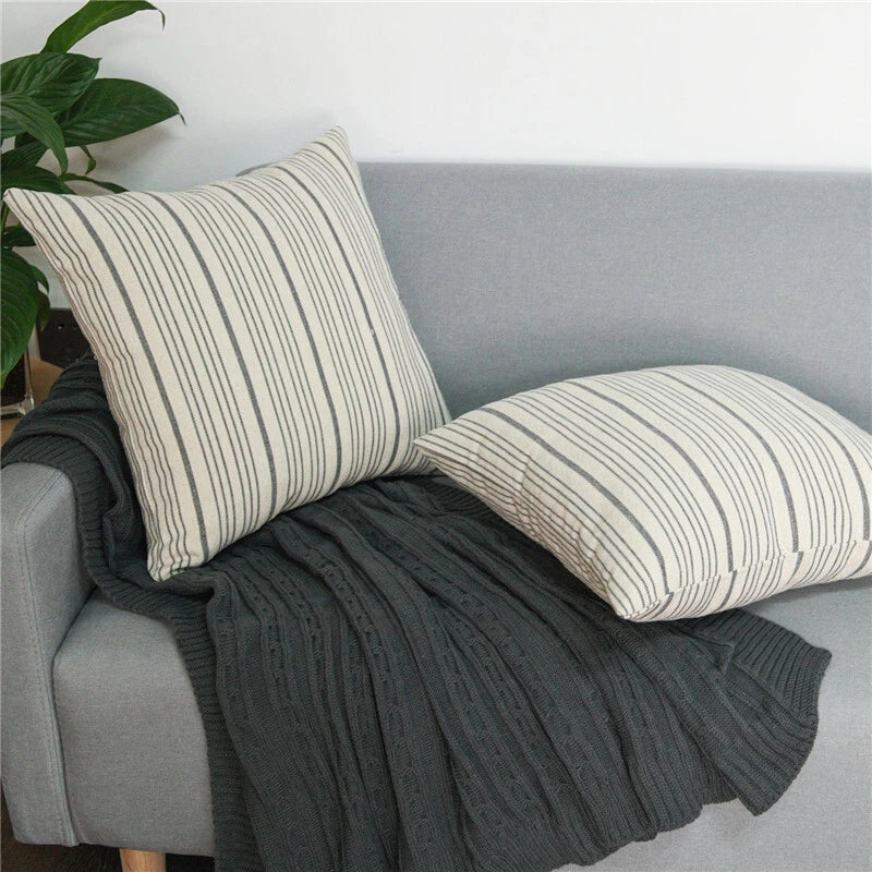 18x18in Ins Stripe Throw Pillow Covers Farmhouse Sofa Bed Room Cushion Covers