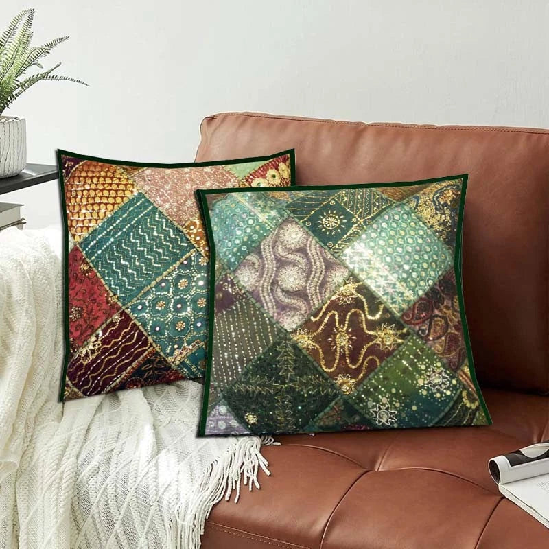 30" SET OF 2 PC Handmade Patchwork Ethnic Sofa Pillow Cushion Cover Living Room