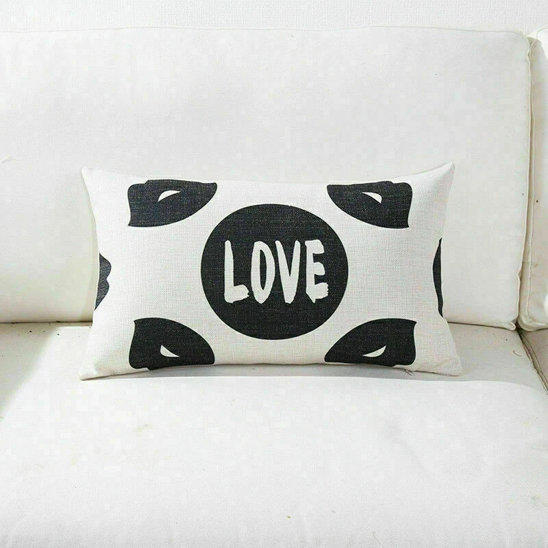 Decor Cushion Pillow White Case Love Home  Black Sofa Waist 18"