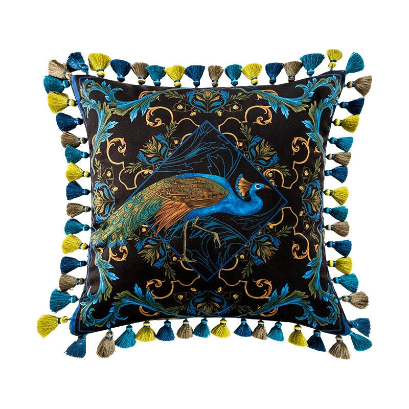 Luxury 18x18in Royal Peacock Velvet Throw Pillow Covers Sofa Bed Cushion Covers