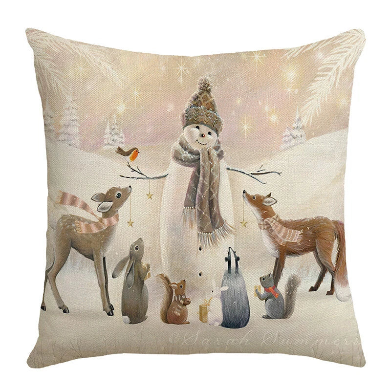 2024 NEW CHRISTMAS NEW YEAR POLYESTER CUSHION COVER PILLOW CASE HOME SOFA DECOR