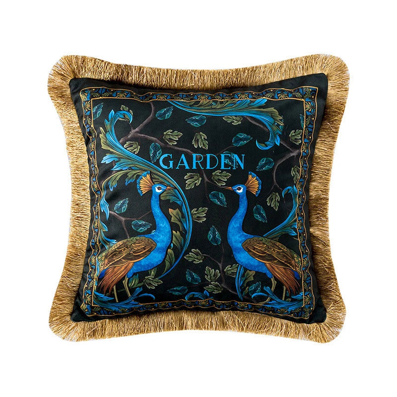 Luxury 18x18in Royal Peacock Velvet Throw Pillow Covers Sofa Bed Cushion Covers