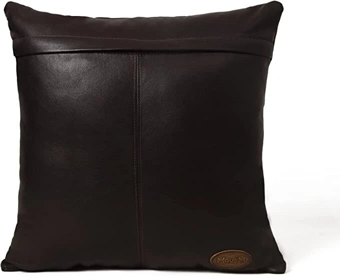 Leather Black Color Cross Lines Throw Pillow Covers for Sofa Couch 18x18 Inch