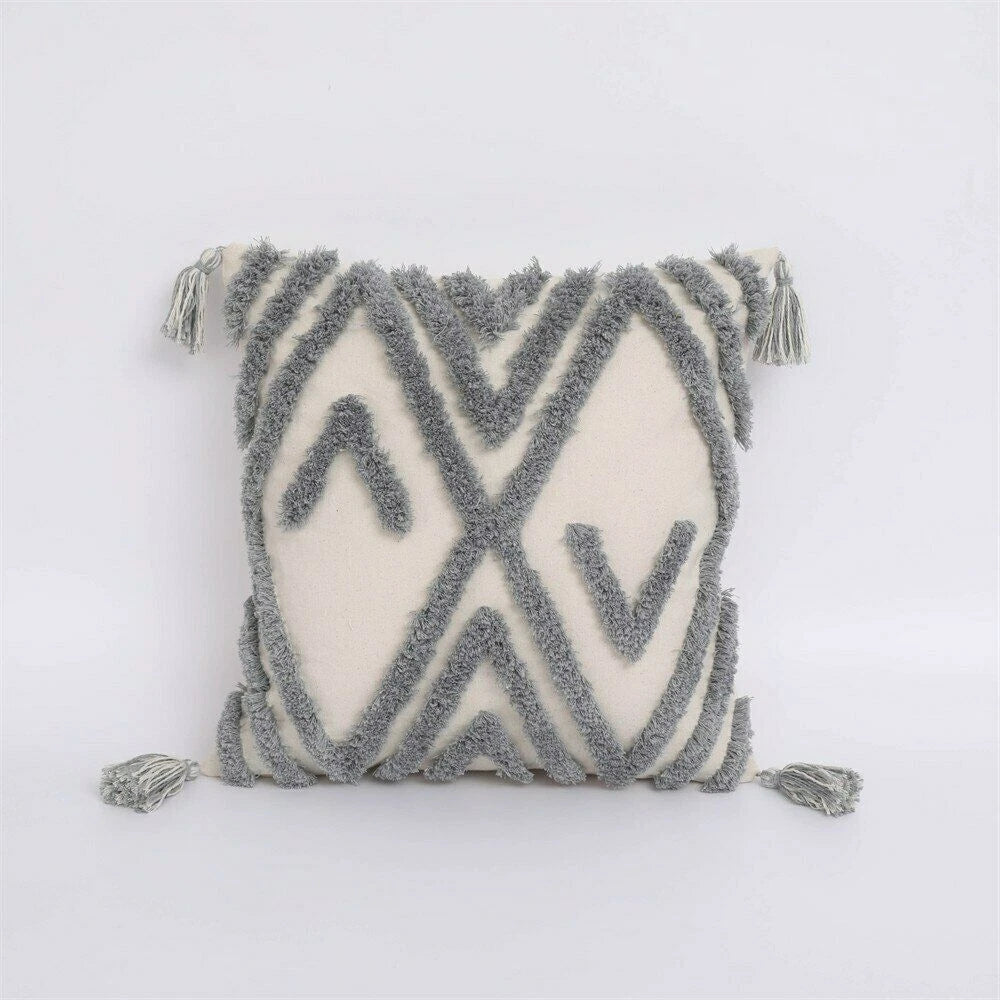 Cushion Cover Moroccan Tufted Tassel Throw Pillow Cover Macrame Pillow Case Sofa