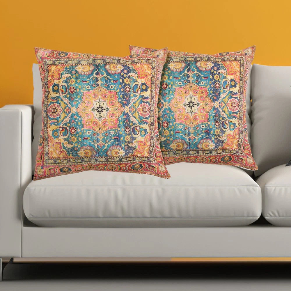 2 Pcs Pillow Case Square Cases Cushion Cover Boho Style Sofa Bed