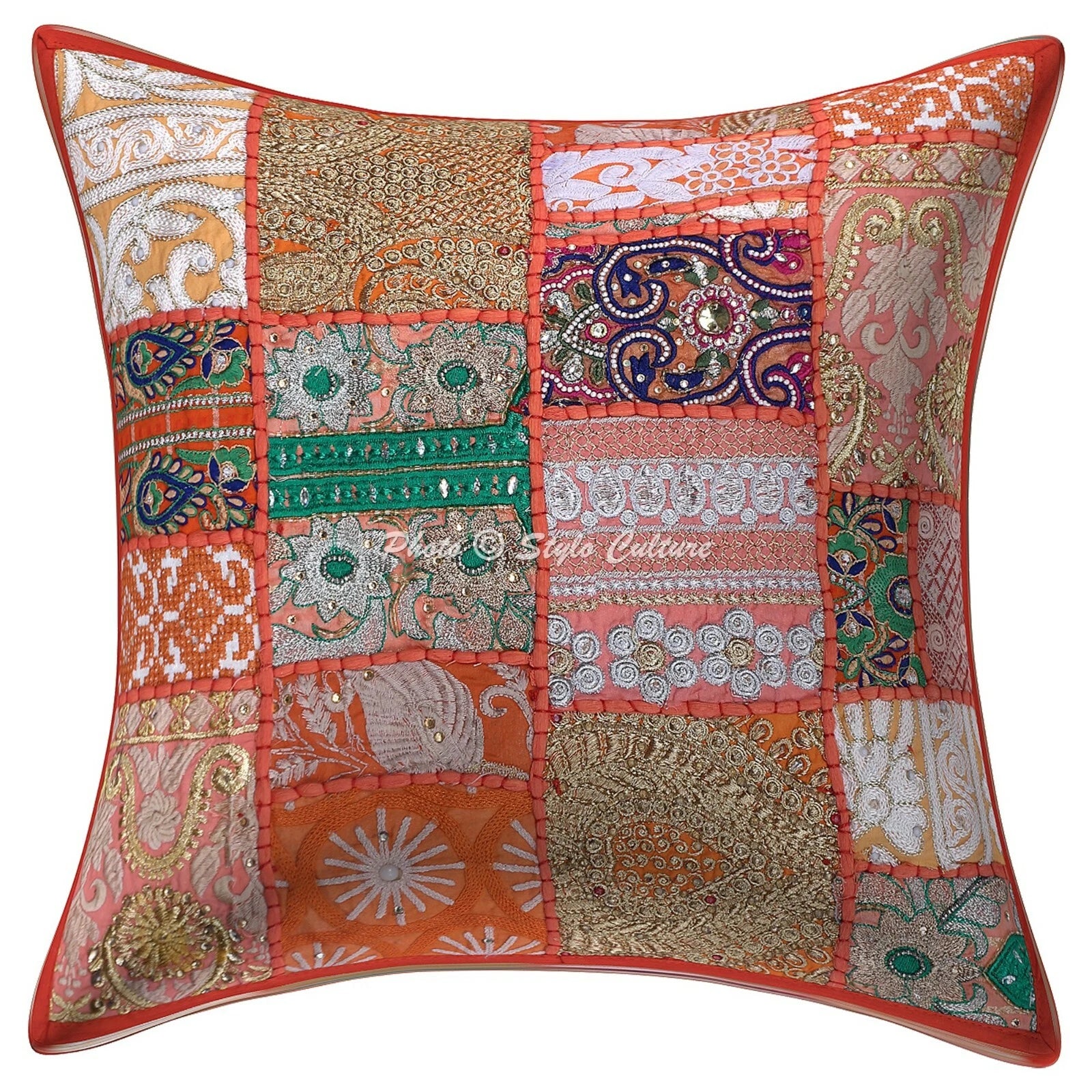 Cushion Cover Pillow Case Vintage Patchwork Traditional Throw Decor Art Yoga